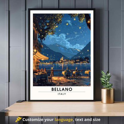 Affiche Bellano | Impression Bellano, Italie | Affiche Lac de Côme la nuit