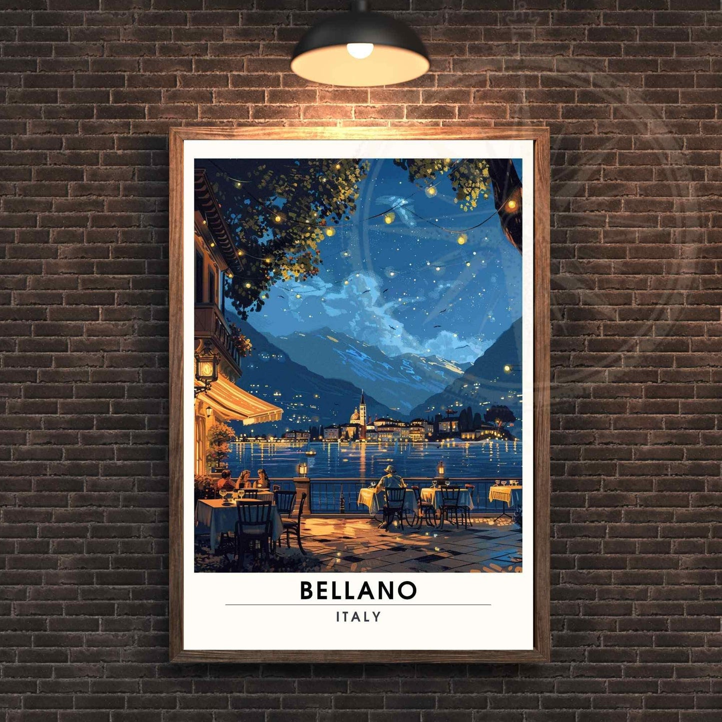 Affiche Bellano | Impression Bellano, Italie | Affiche Lac de Côme la nuit