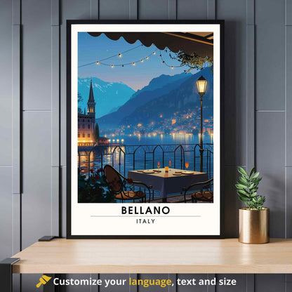 Affiche Bellano | Impression Bellano, Italie | Lac de Côme la nuit