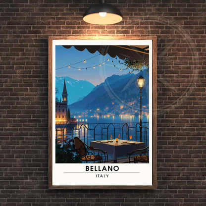 Affiche Bellano | Impression Bellano, Italie | Lac de Côme la nuit