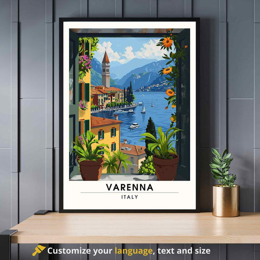 Affiche Varenna | Impression de voyage Varenna, Italie | Affiche Lac de Côme