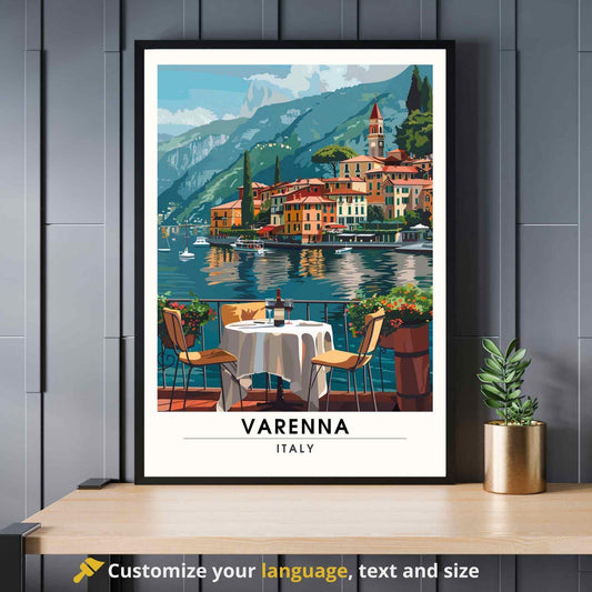 Affiche Varenna | Impression de voyage Varenna, Italie | Affiche de voyage Lac de Côme