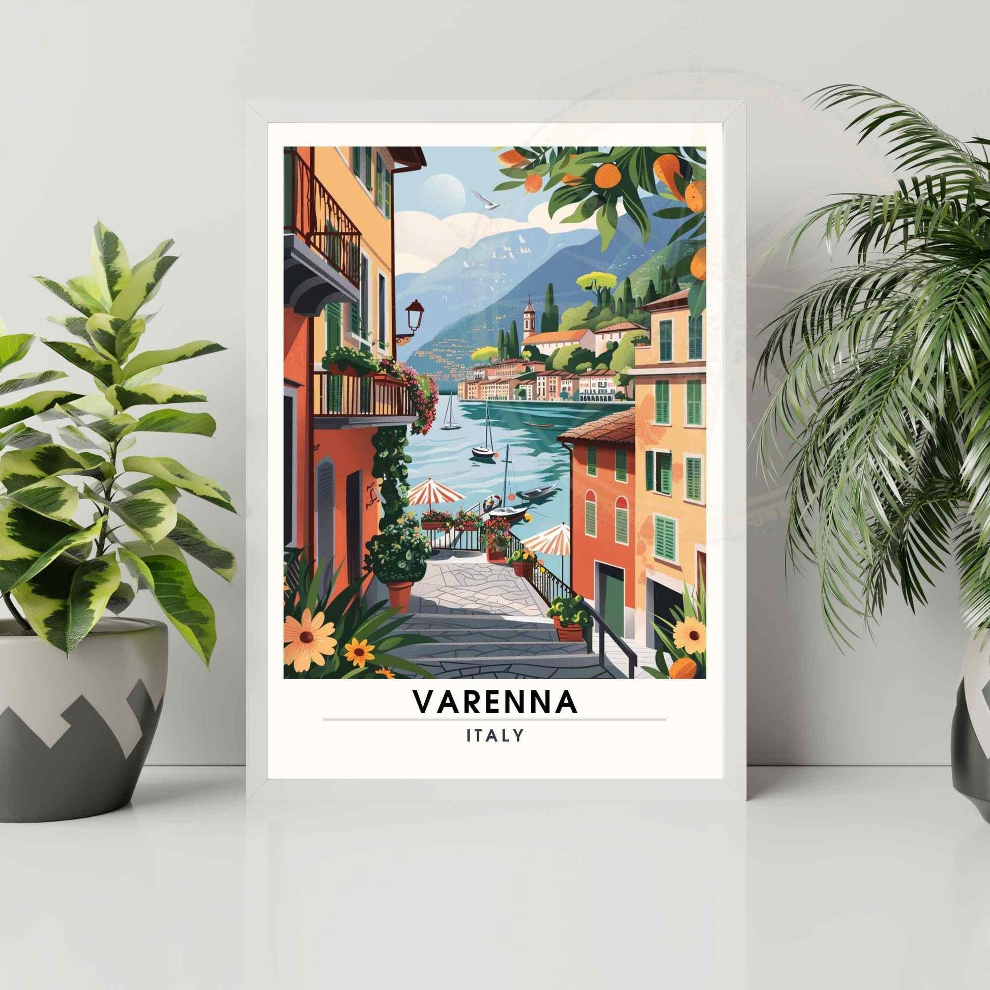 Affiche Varenna | Impression de voyage Varenna, Italie | Affiche de voyage Lac de Côme