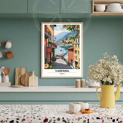 Affiche Varenna | Impression de voyage Varenna, Italie | Affiche de voyage Lac de Côme