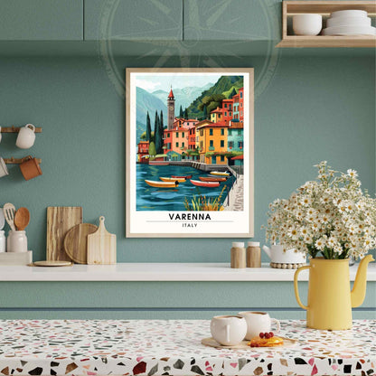 Affiche Varenna | Impression de voyage Varenna, Italie | Affiche de voyage Lac de Côme