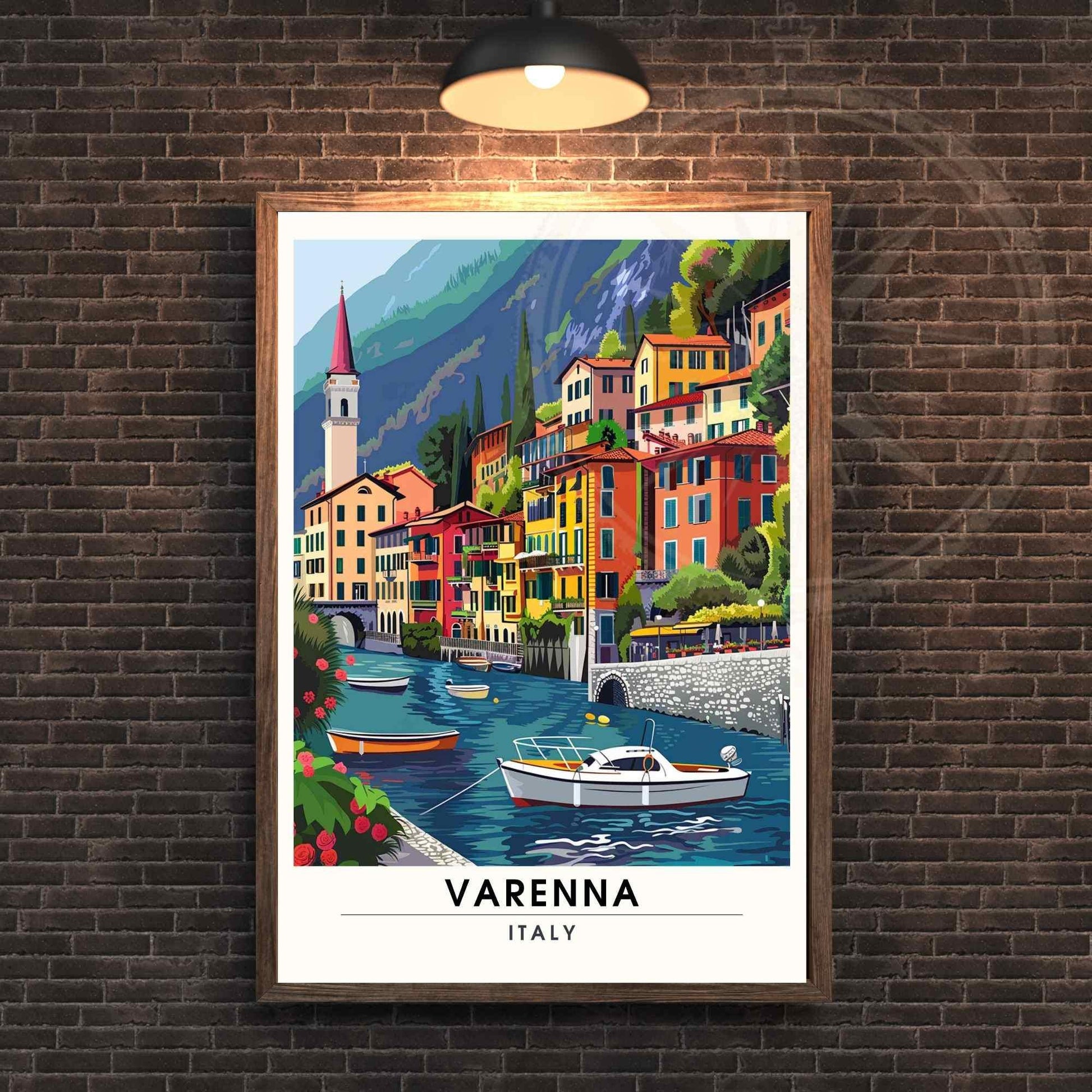 Affiche Varenna | Impression Varenna, Italie | Affiche de voyage Lac de Côme