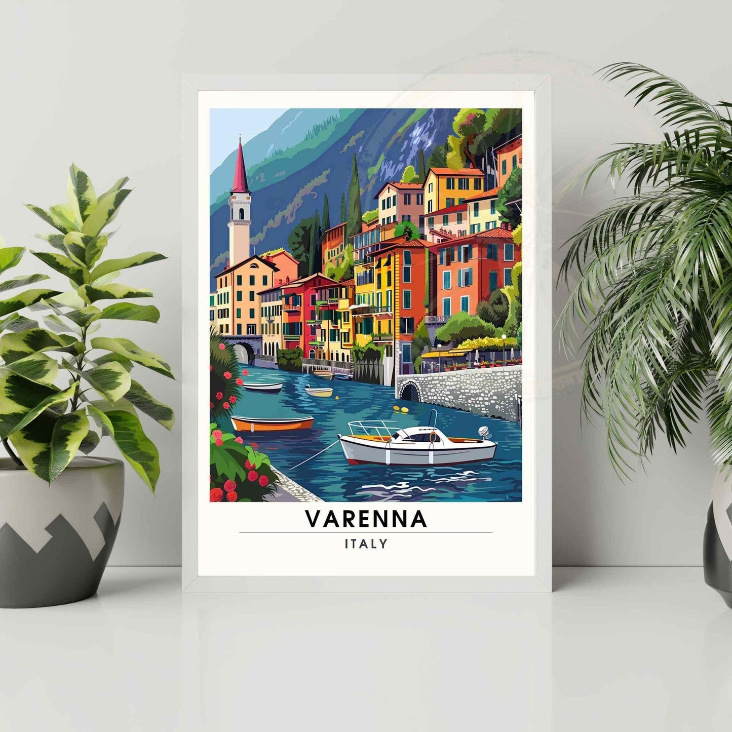 Affiche Varenna | Impression Varenna, Italie | Affiche de voyage Lac de Côme