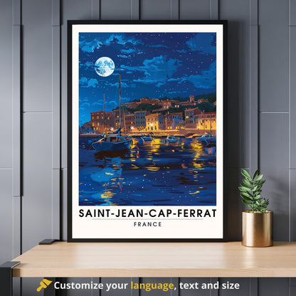 Affiche de voyage Saint-Jean-Cap-Ferrat, France - Impression Saint-Jean-Cap-Ferrat la nuit