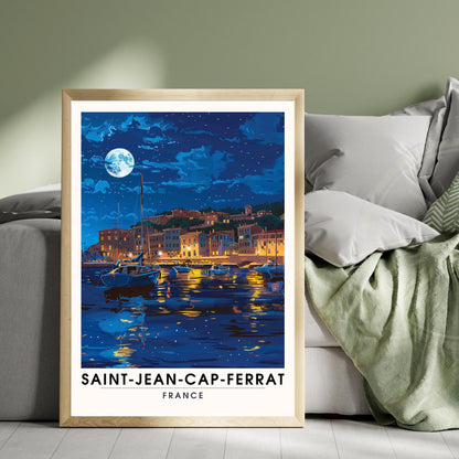 Affiche de voyage Saint-Jean-Cap-Ferrat, France - Impression Saint-Jean-Cap-Ferrat la nuit