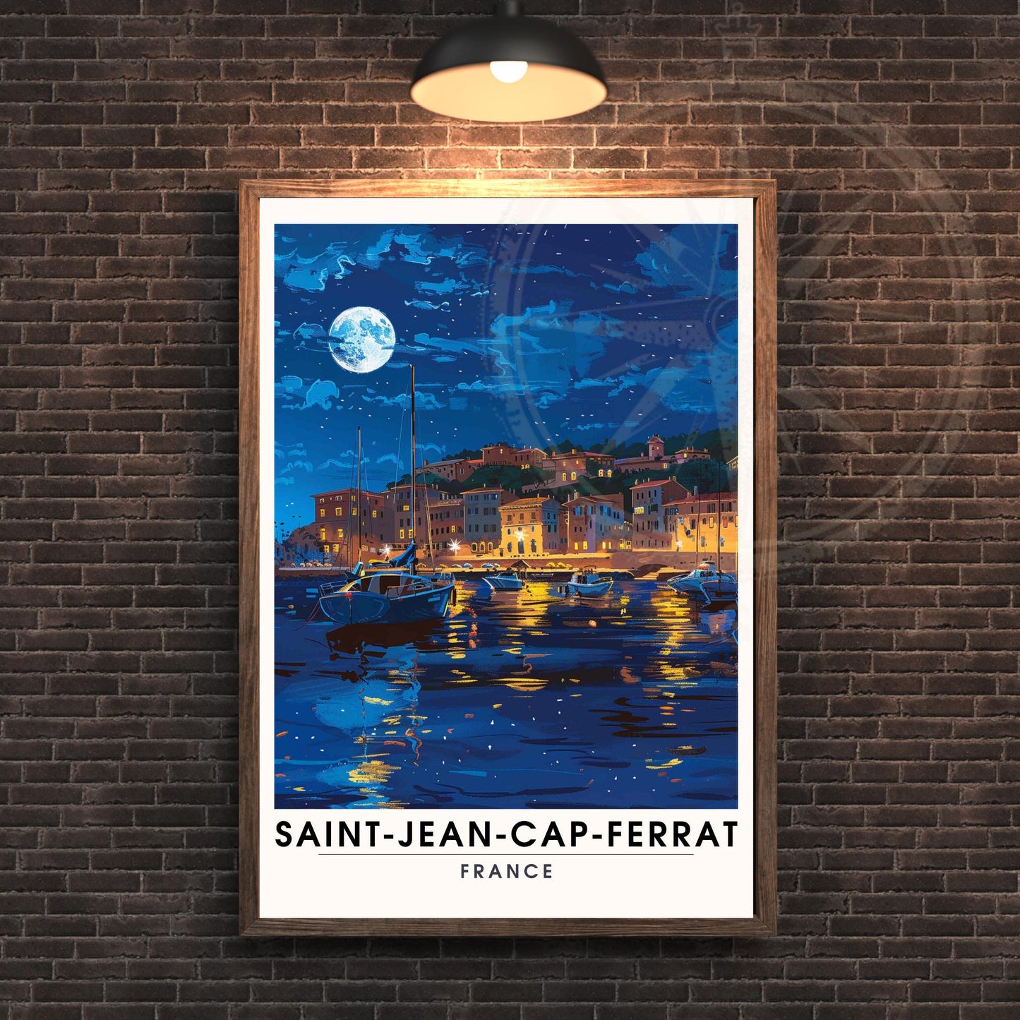 Affiche de voyage Saint-Jean-Cap-Ferrat, France - Impression Saint-Jean-Cap-Ferrat la nuit