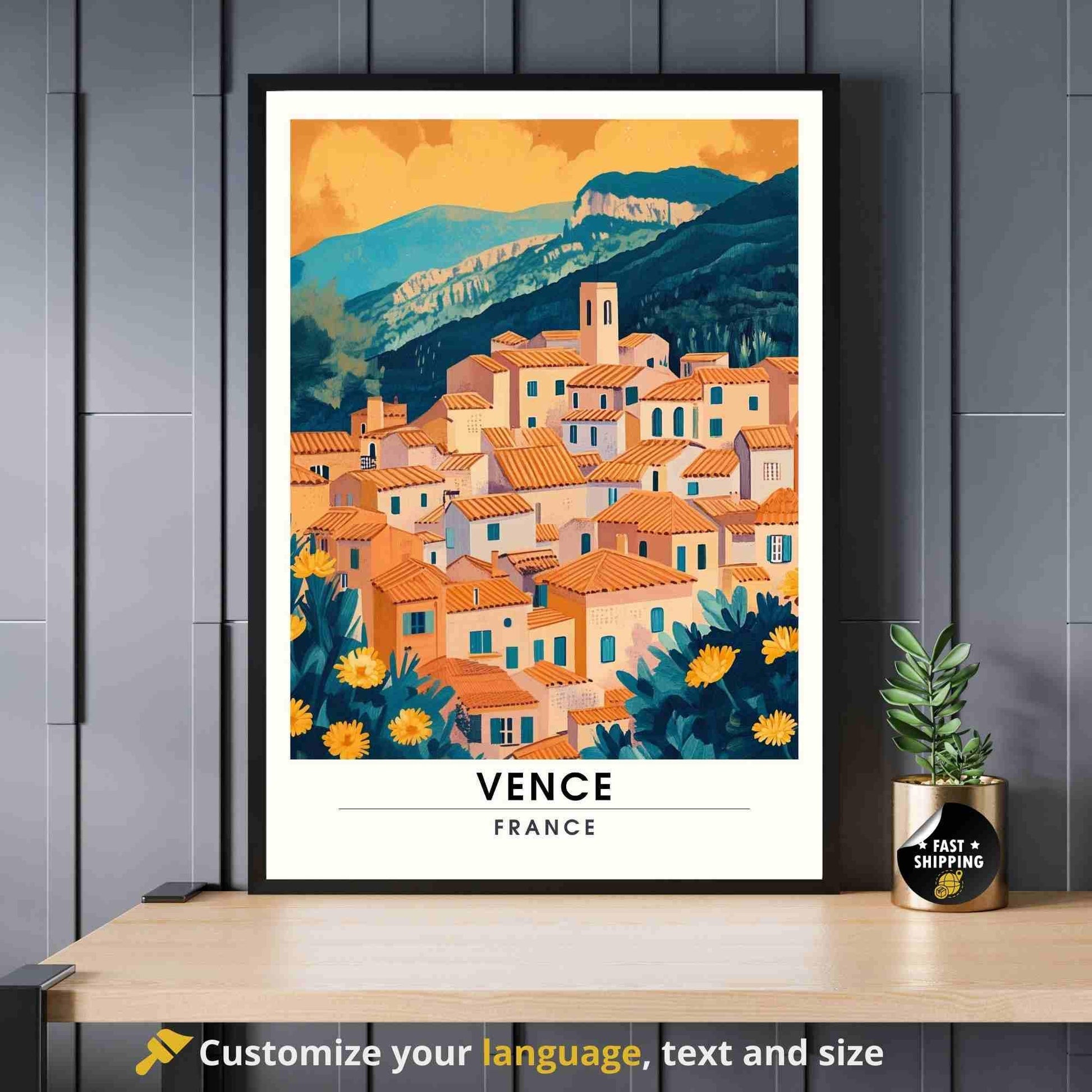 Affiche Vence - Impression Vence - affiche Alpes-Maritimes - Souvenirs France