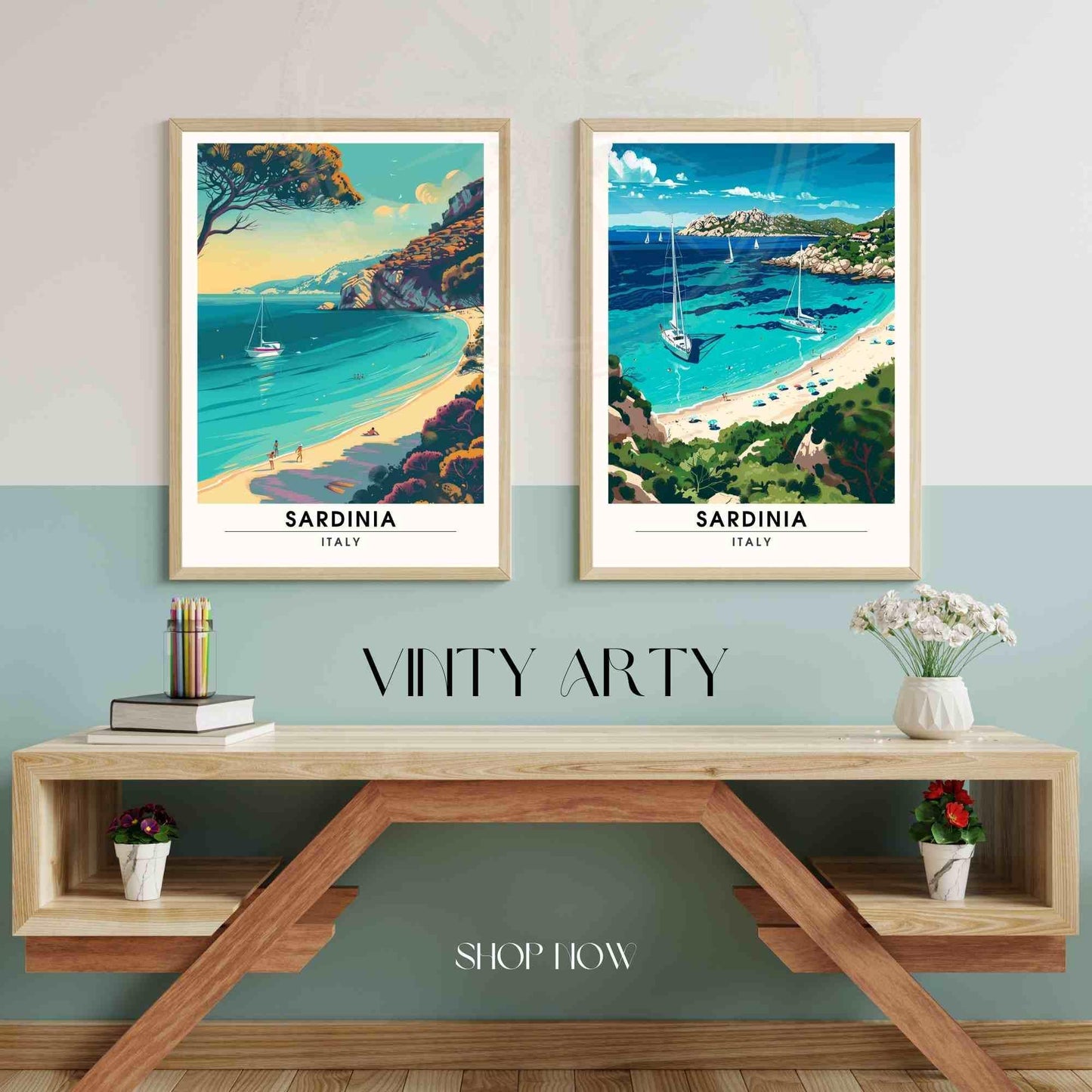 Affiche Sardaigne | Impression Sardaigne, Italie | Affiche de voyage Italie - Plage