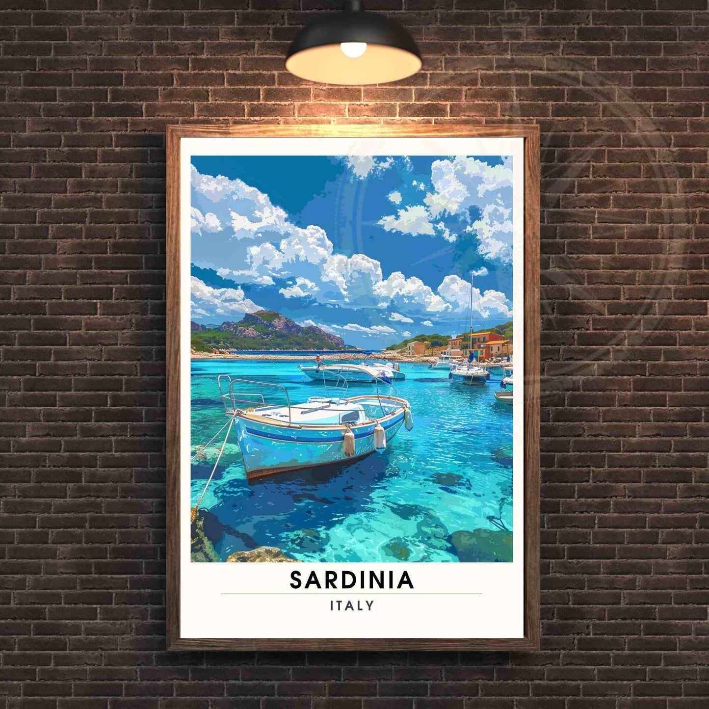 Affiche Sardaigne | Impression Sardaigne, Italie | Impression de voyage Italie - Vue sur le port