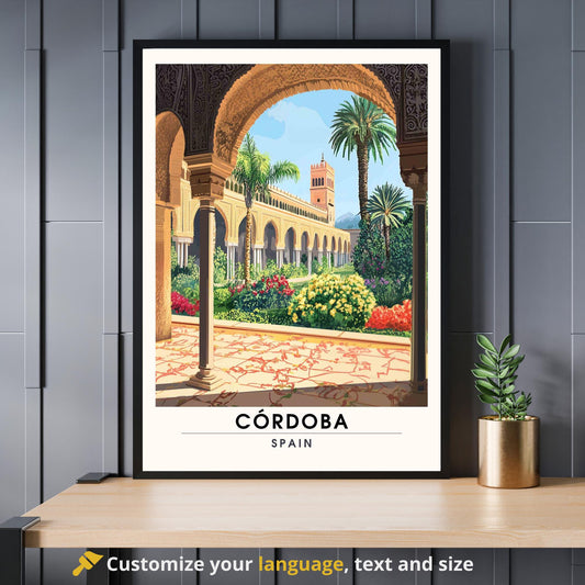 Affiche Cordoue | Impression Cordoue, Espagne | Impression de voyage Espagne - Alcázar de Cordoue