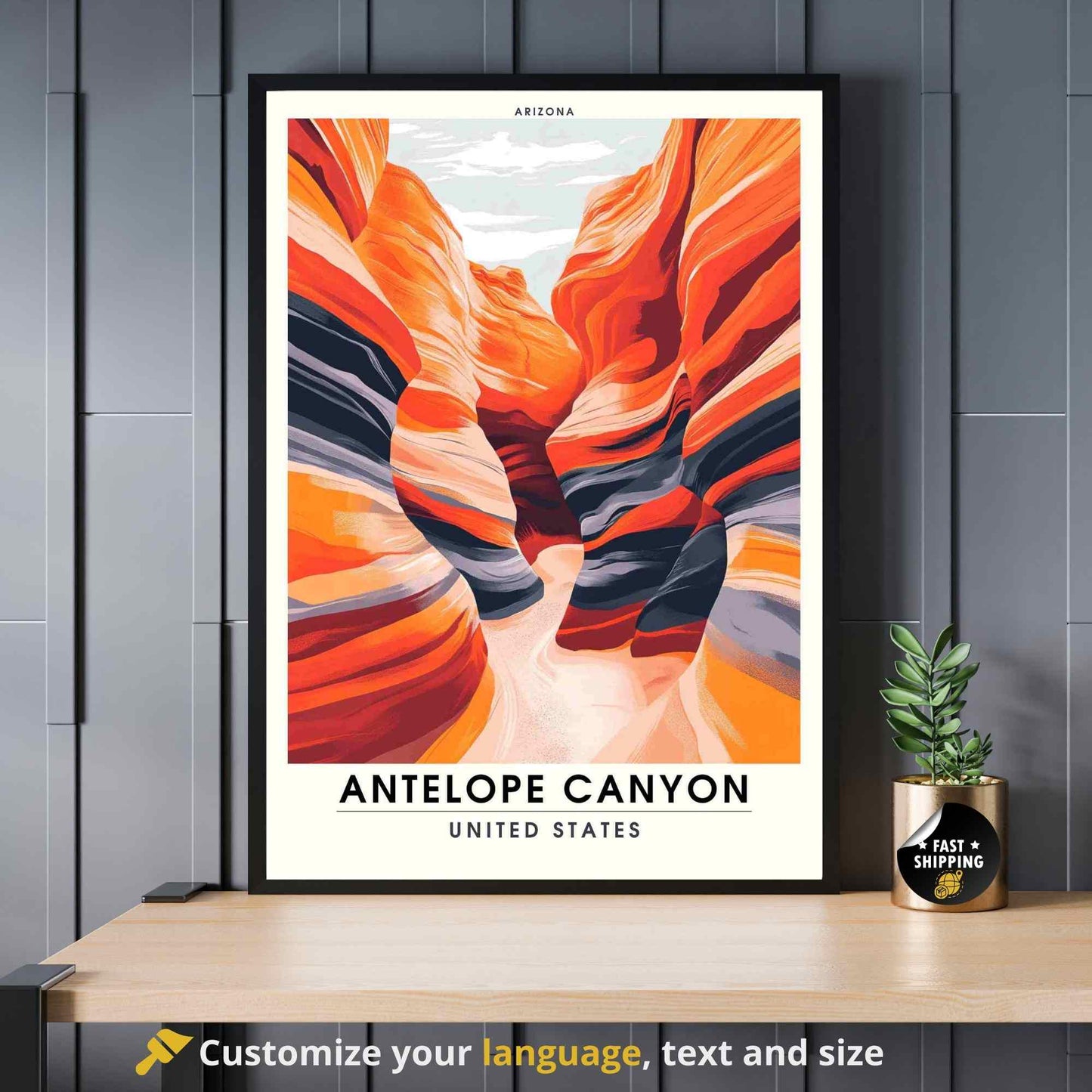 Impression Antelope Canyon | Affiche de voyage Antelope Canyon, Arizona USA