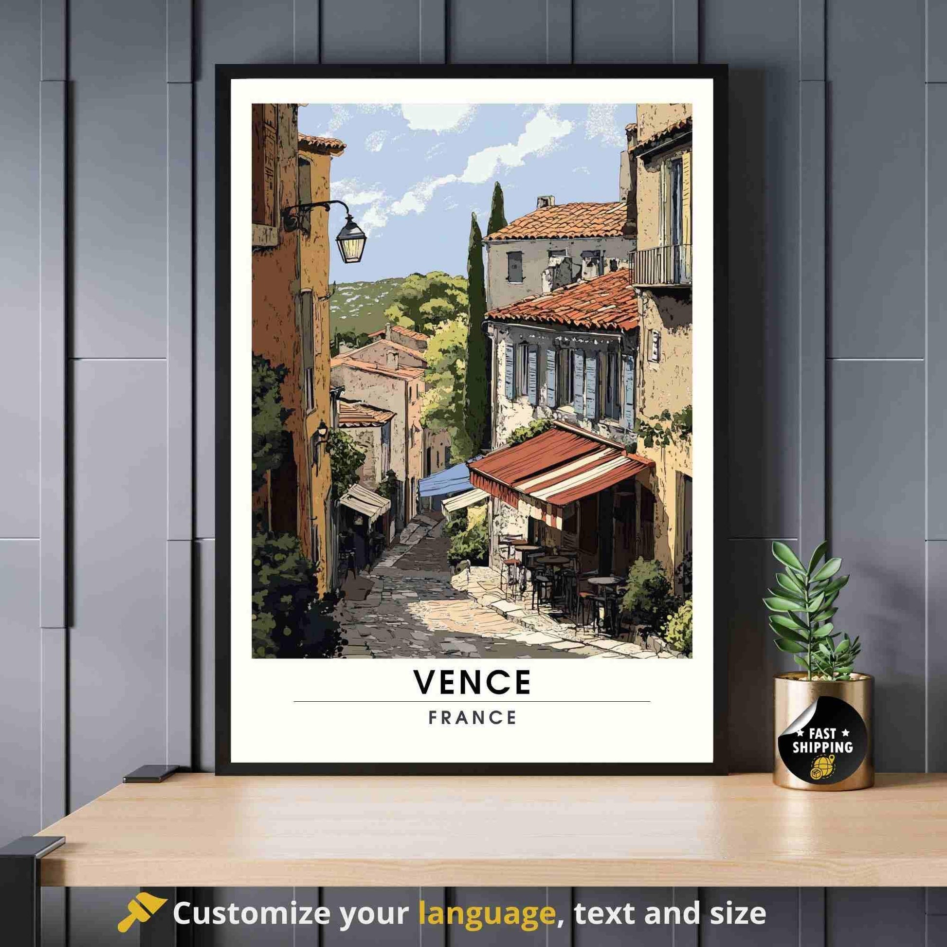 Affiche Vence - Impression de voyage Vence - Alpes-Maritimes, France