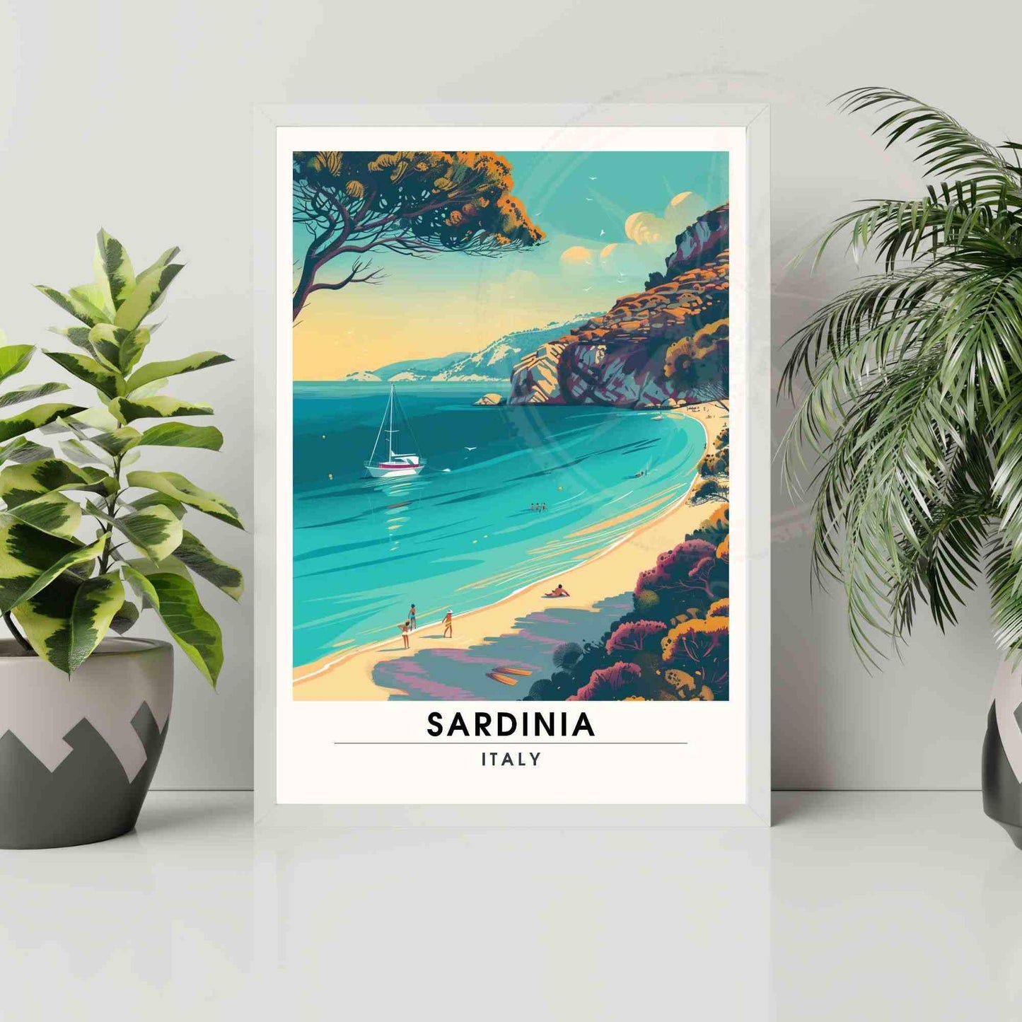 Affiche Sardaigne | Impression Sardaigne, Italie | Affiche de voyage Italie - Plage