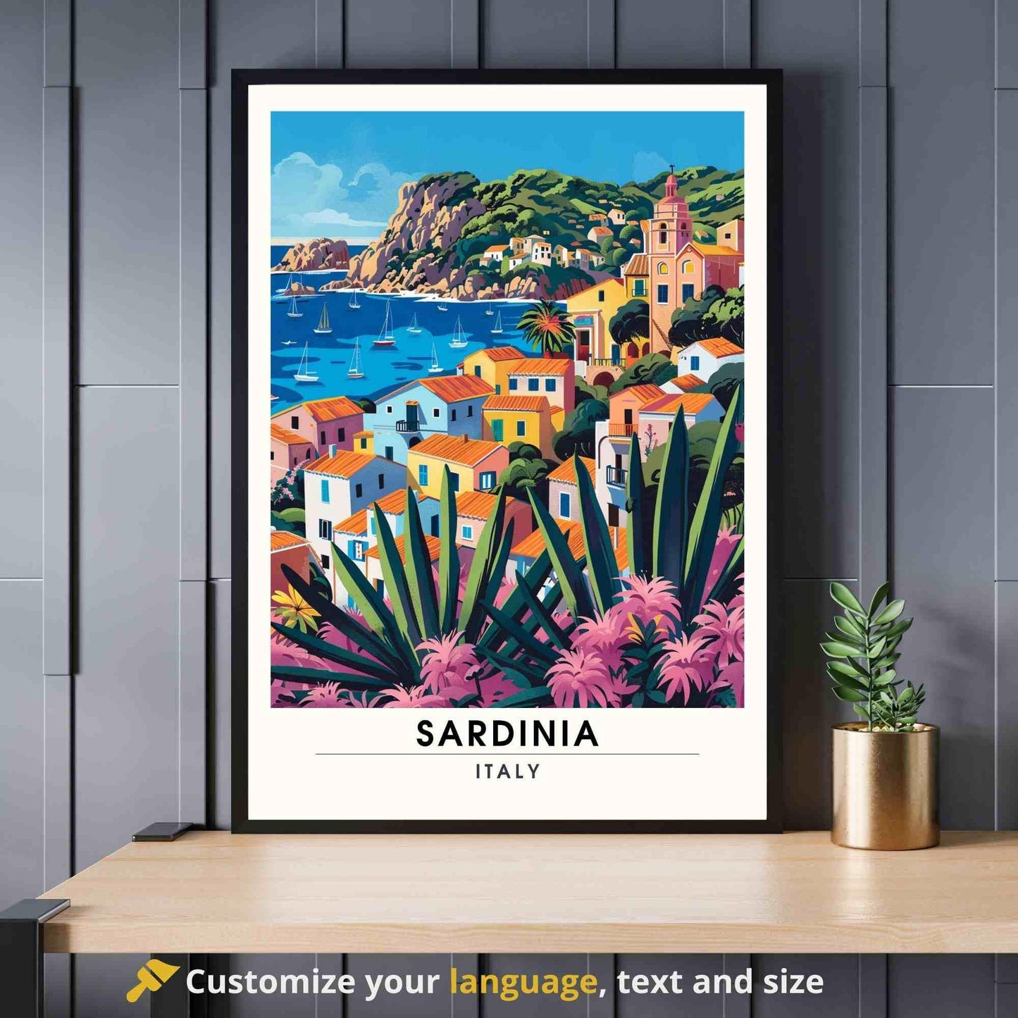 Affiche Sardaigne | Impression Sardaigne, Italie | Impression de voyage Italie