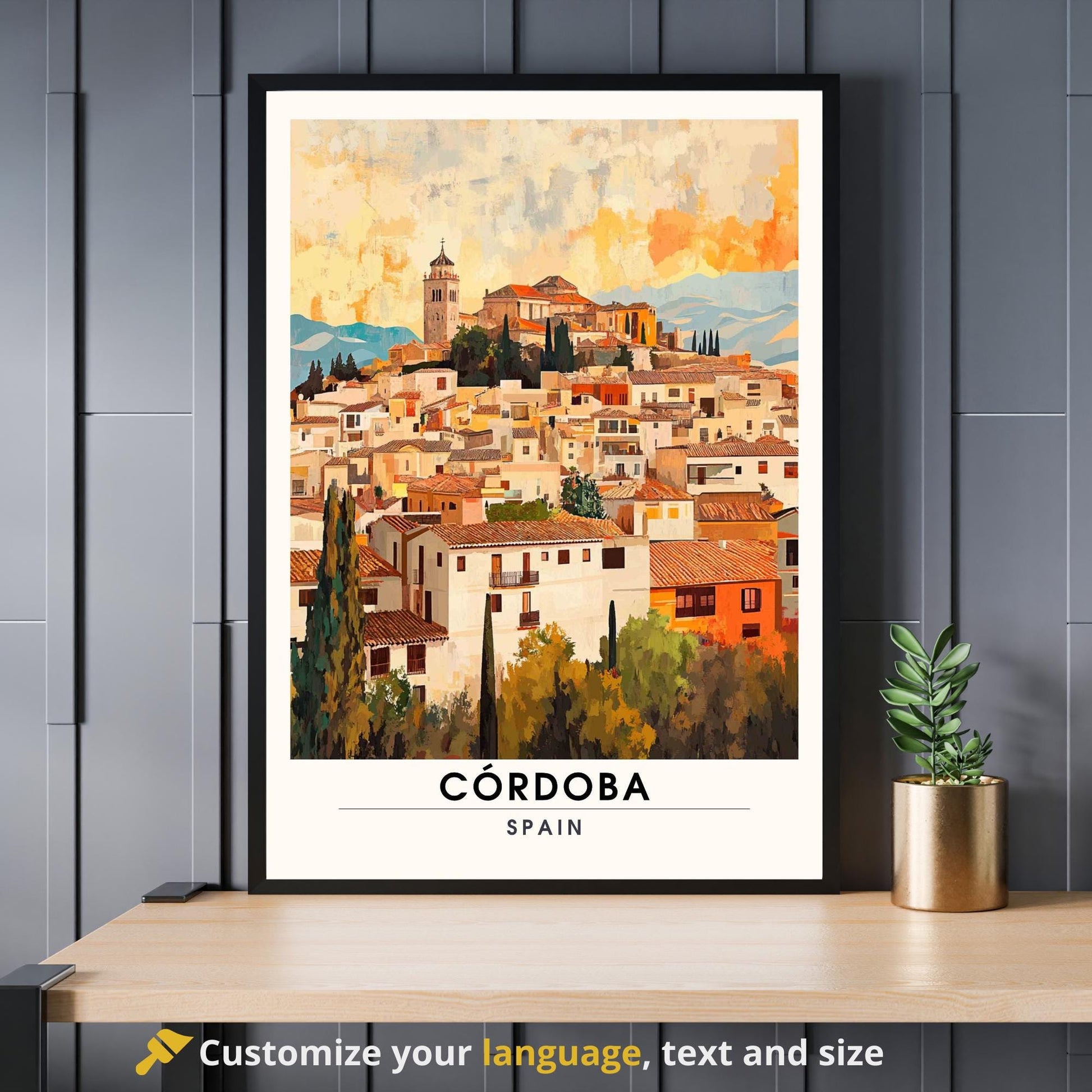 Affiche Cordoue | Impression Cordoue, Espagne | Impression de voyage Espagne - Vue de ciel