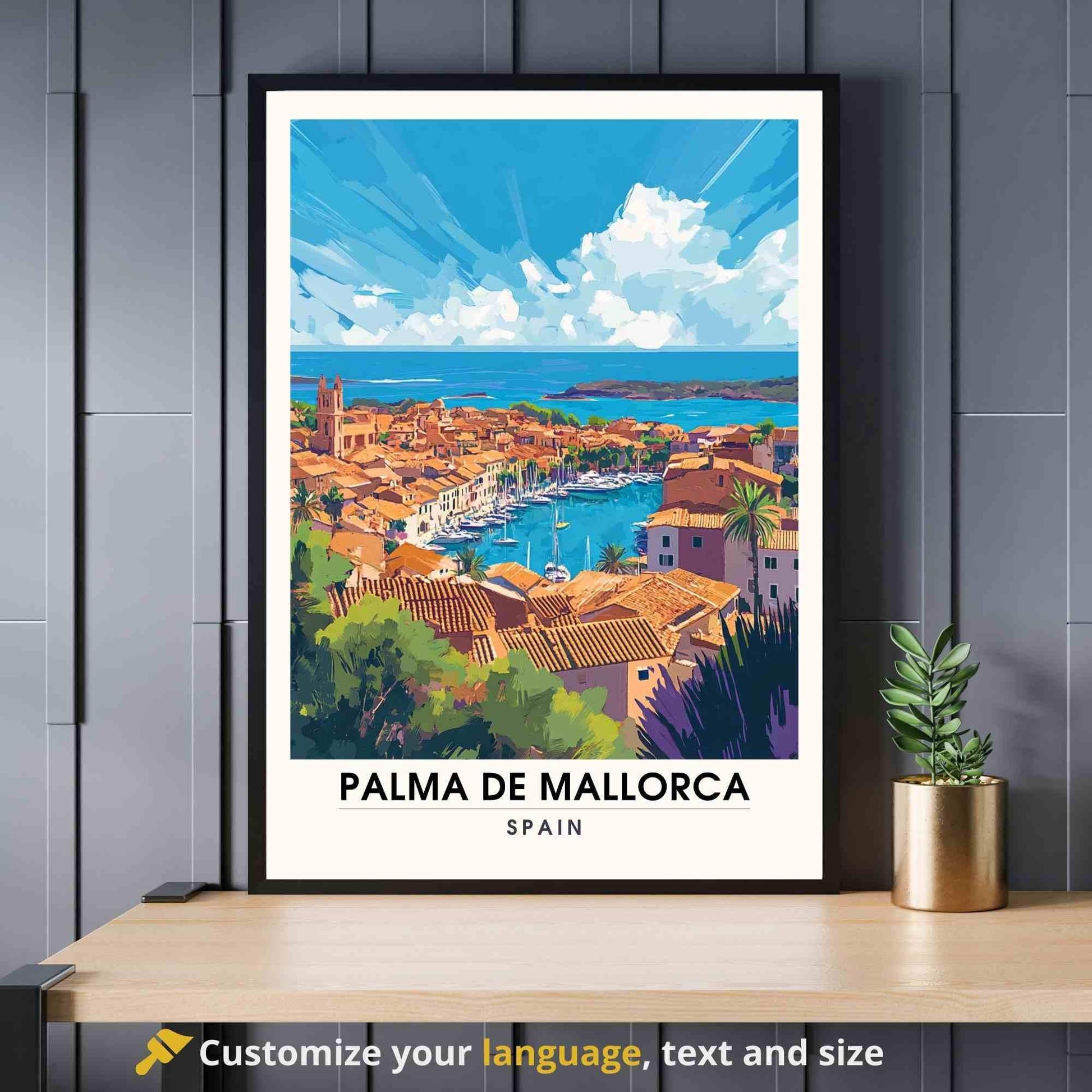 Affiche Palma de Majorque | Impression Palma de Majorque, Espagne - Affiche Majorque vue de ciel