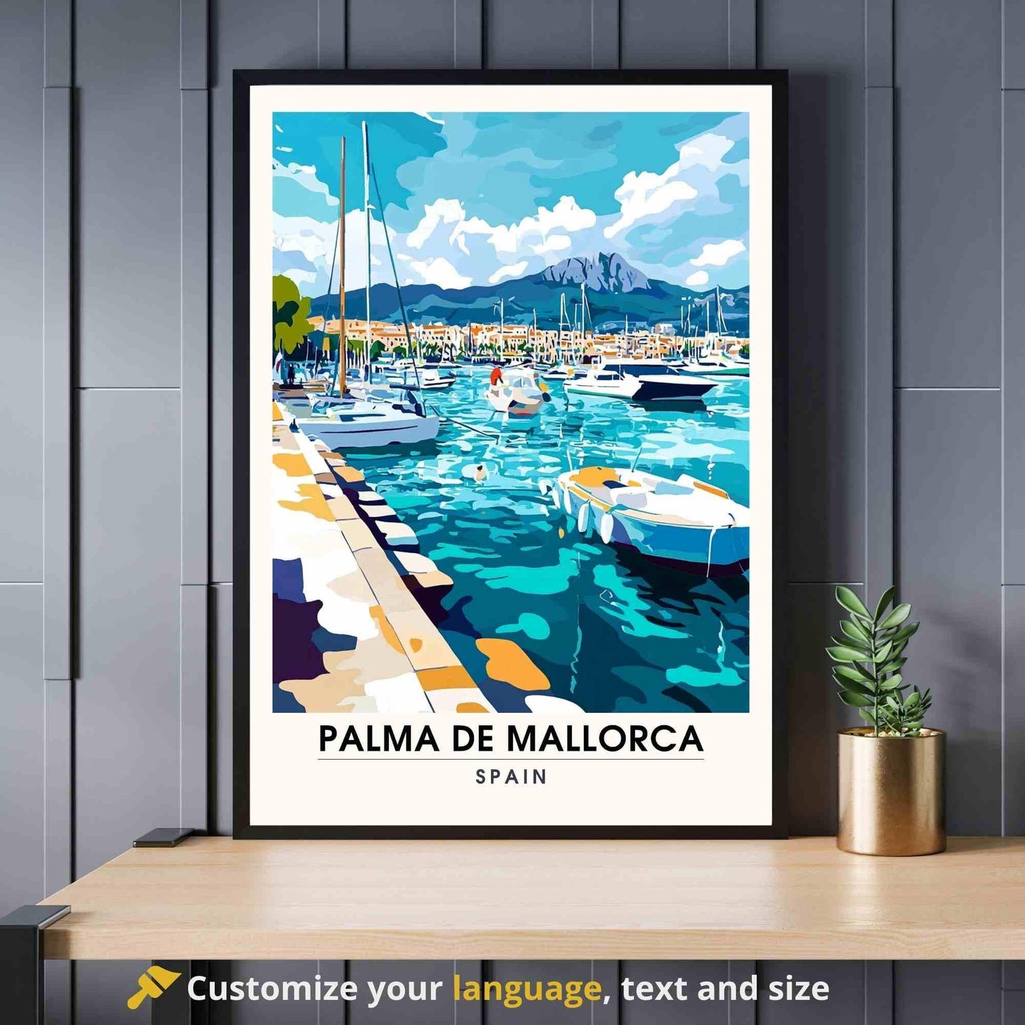 Affiche Palma de Majorque | Impression Palma de Majorque, Espagne - Affiche Majorque - Vue sur port