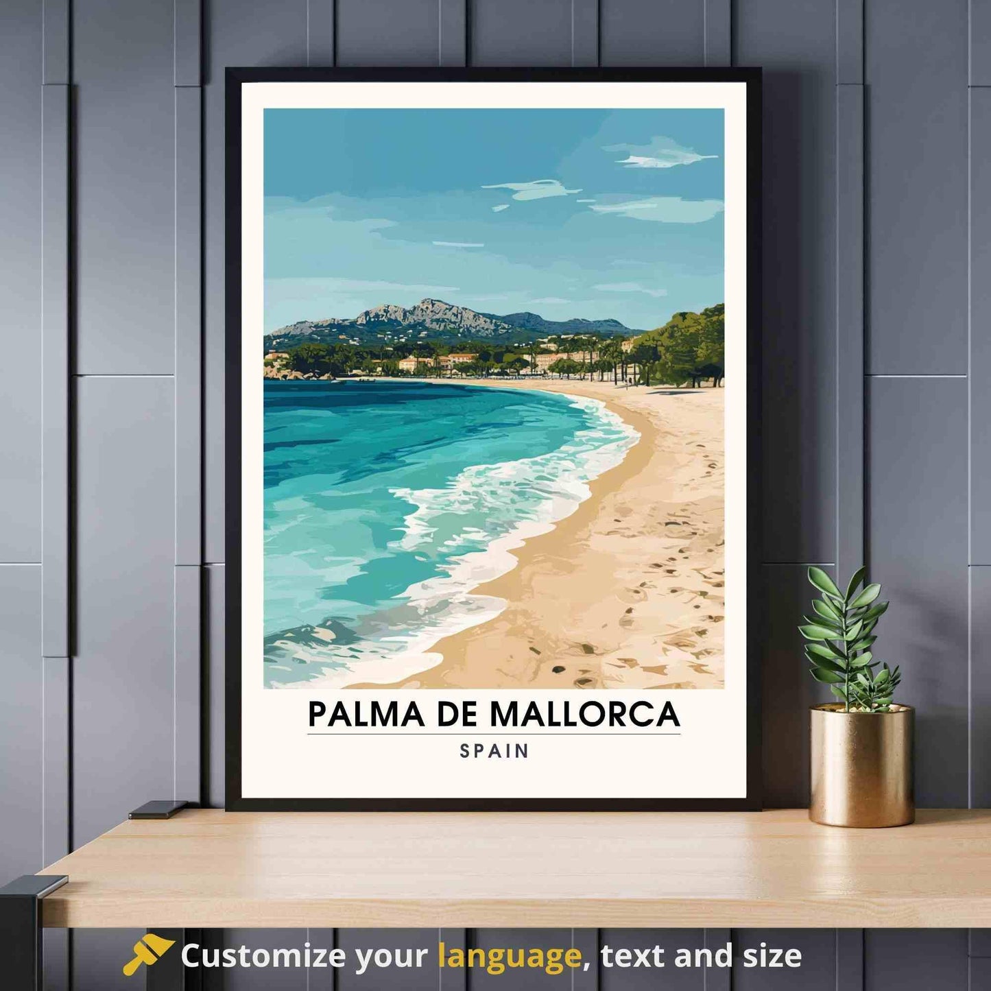 Affiche Palma de Majorque | Impression Palma de Majorque, Espagne - Affiche Majorque - Plage de Palma de Majorque