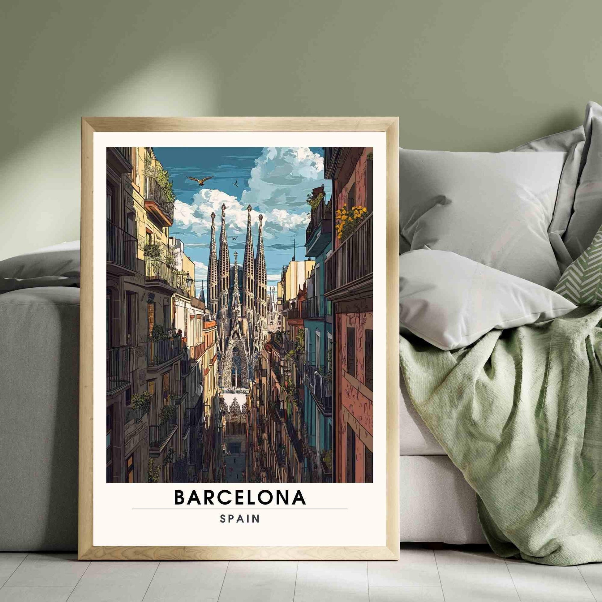 Affiche Barcelone | Impression Barcelone, Espagne - Vue sur la Sagrada Família