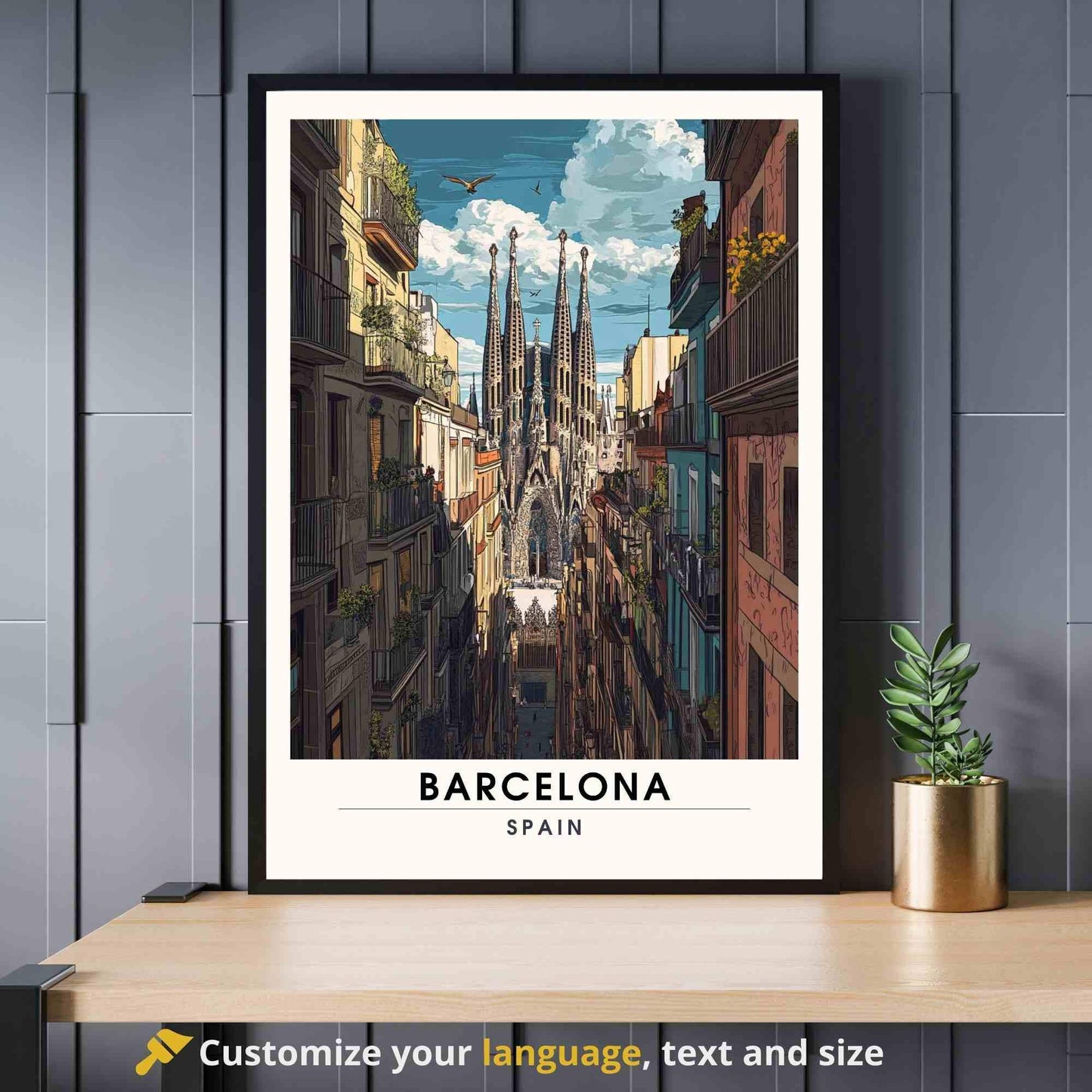 Affiche Barcelone | Impression Barcelone, Espagne - Vue sur la Sagrada Família