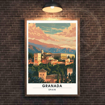 Affiche Grenade | Impression de voyage Grenade, Espagne - Affiche Alhambra