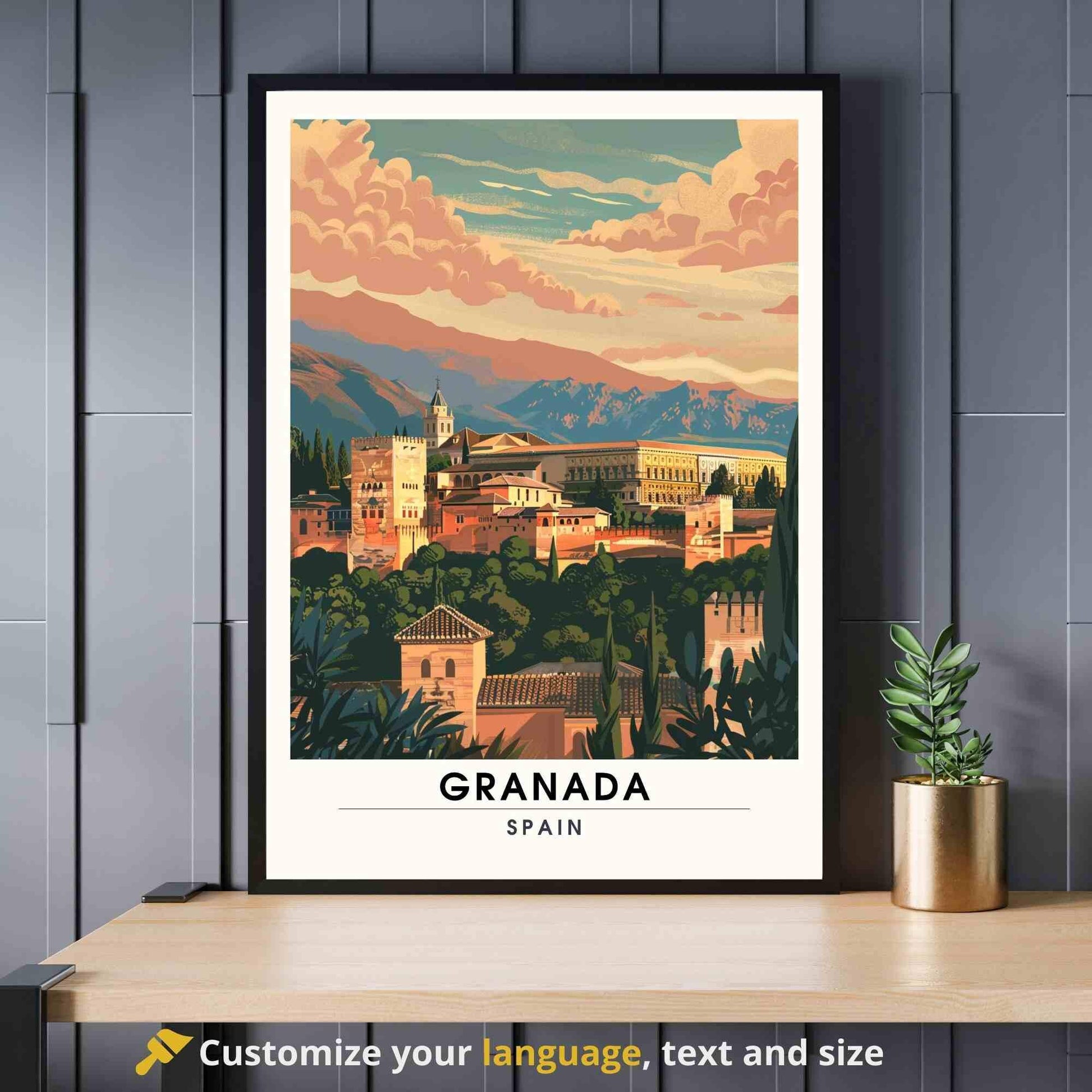 Affiche Grenade | Impression de voyage Grenade, Espagne - Affiche Alhambra