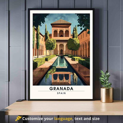 Affiche Grenade | Impression de voyage Grenade, Espagne - Alhambra