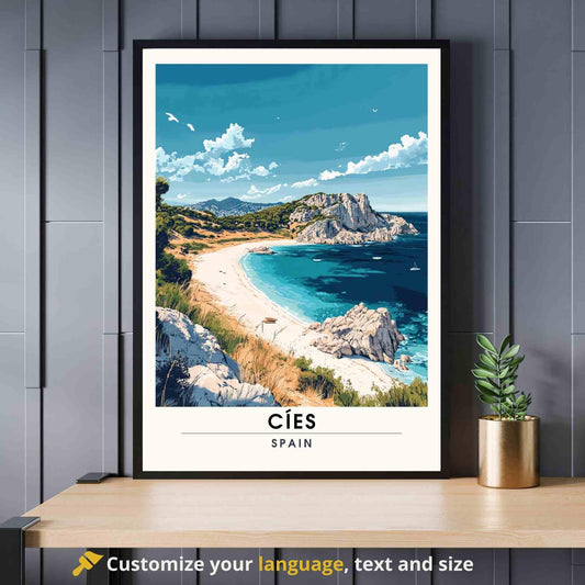 Affiche Îles Cíes, | Impression de voyage Îles Cíes, Espagne