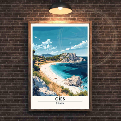 Affiche Îles Cíes, | Impression de voyage Îles Cíes, Espagne