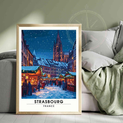 Affiche Strasbourg - Impression de voyage Strasbourg - Marché de noël