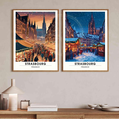 Affiche Strasbourg - Impression de voyage Strasbourg - Marché de noël