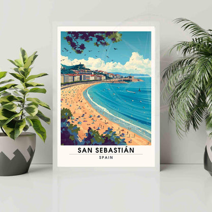 Affiche Saint-Sébastien | Impression Saint-Sébastien, Espagne - Vue sur la plage