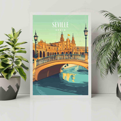 Affiche Séville | Impression de voyage Séville, Espagne - Plaza de España