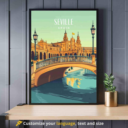 Affiche Séville | Impression de voyage Séville, Espagne - Plaza de España