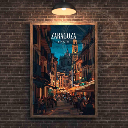 Affiche de voyage Saragosse | Impression Saragosse, Espagne - La nuit