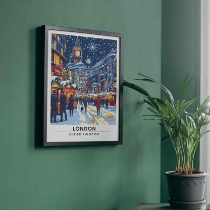 Affiche de noël Londres | Impression Londres - Londres au Noël