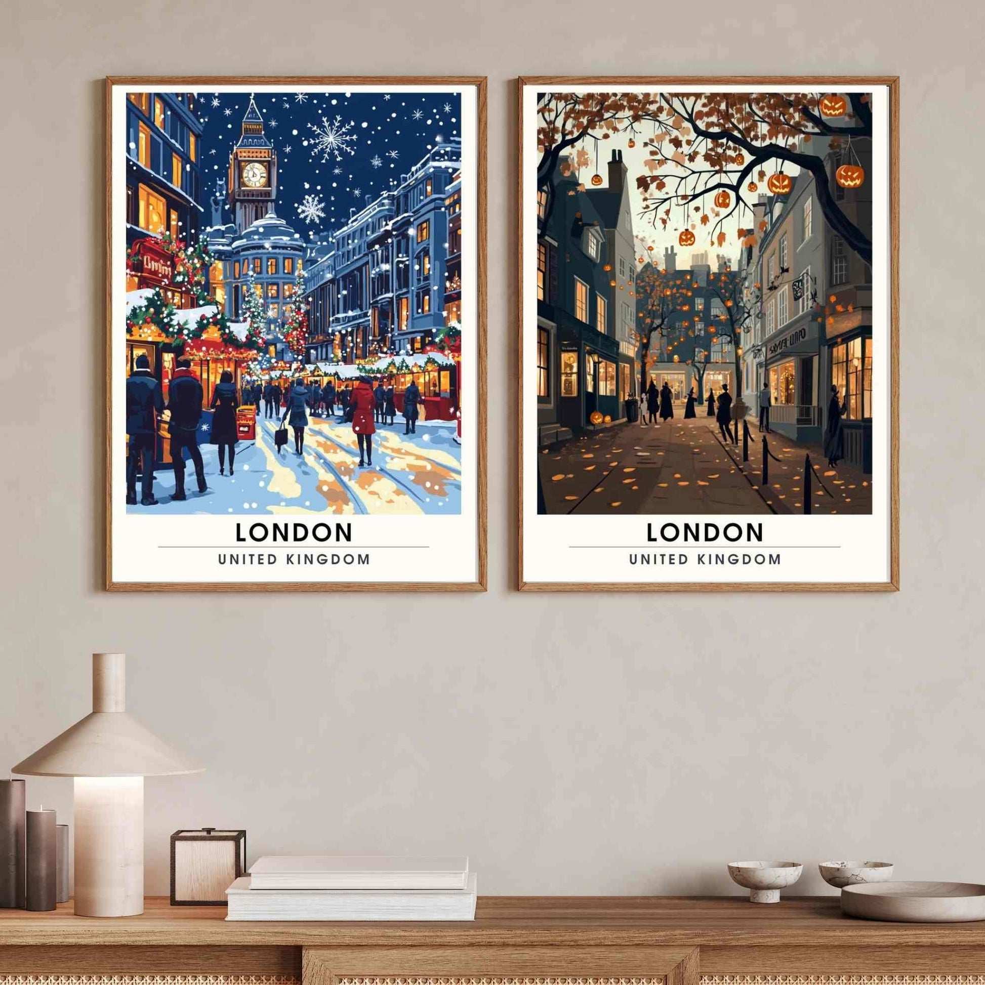 Affiche de noël Londres | Impression Londres - Londres au Noël