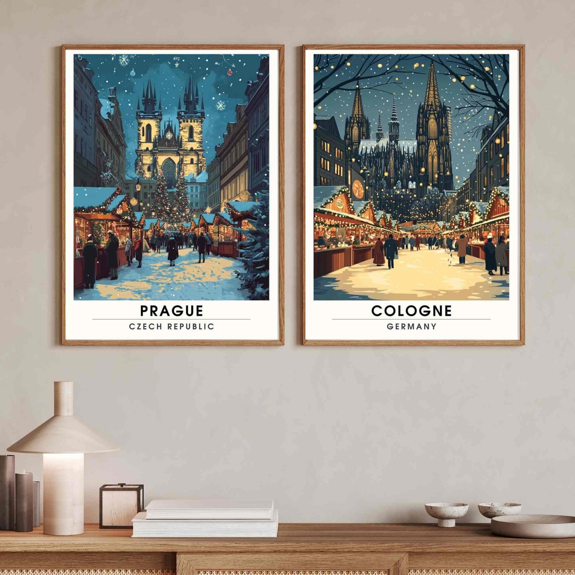 Affiche de noël Cologne | Impression Cologne - Marché de noël de Cologne, Allemagne