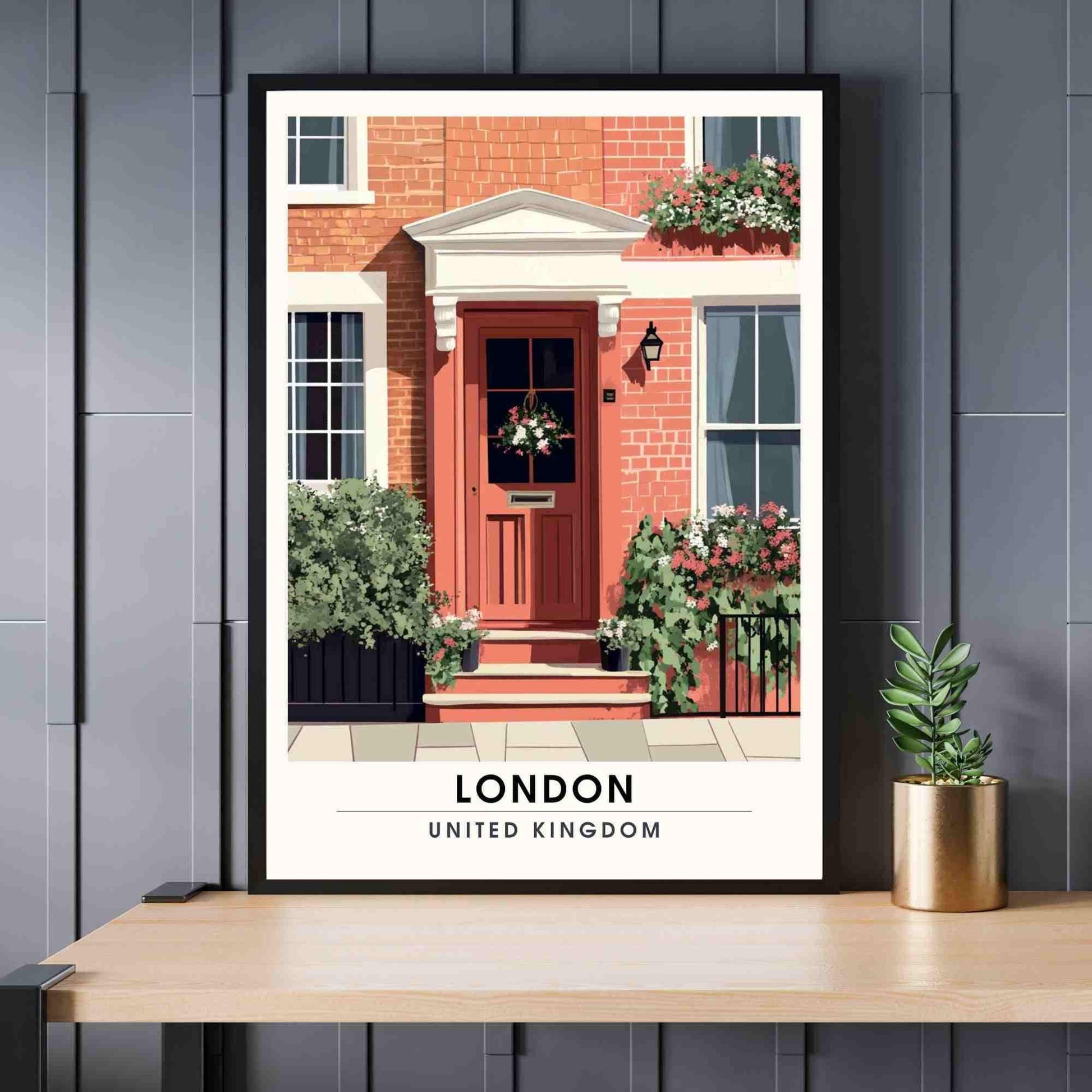 London Poster | London print - façades of the iconic buildings in London