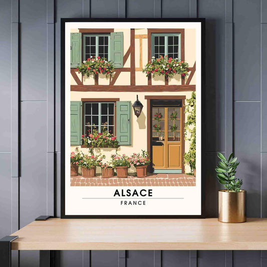 Affiche Alsace | Impression de voyage Alsace - Façades d&#39;Alsace