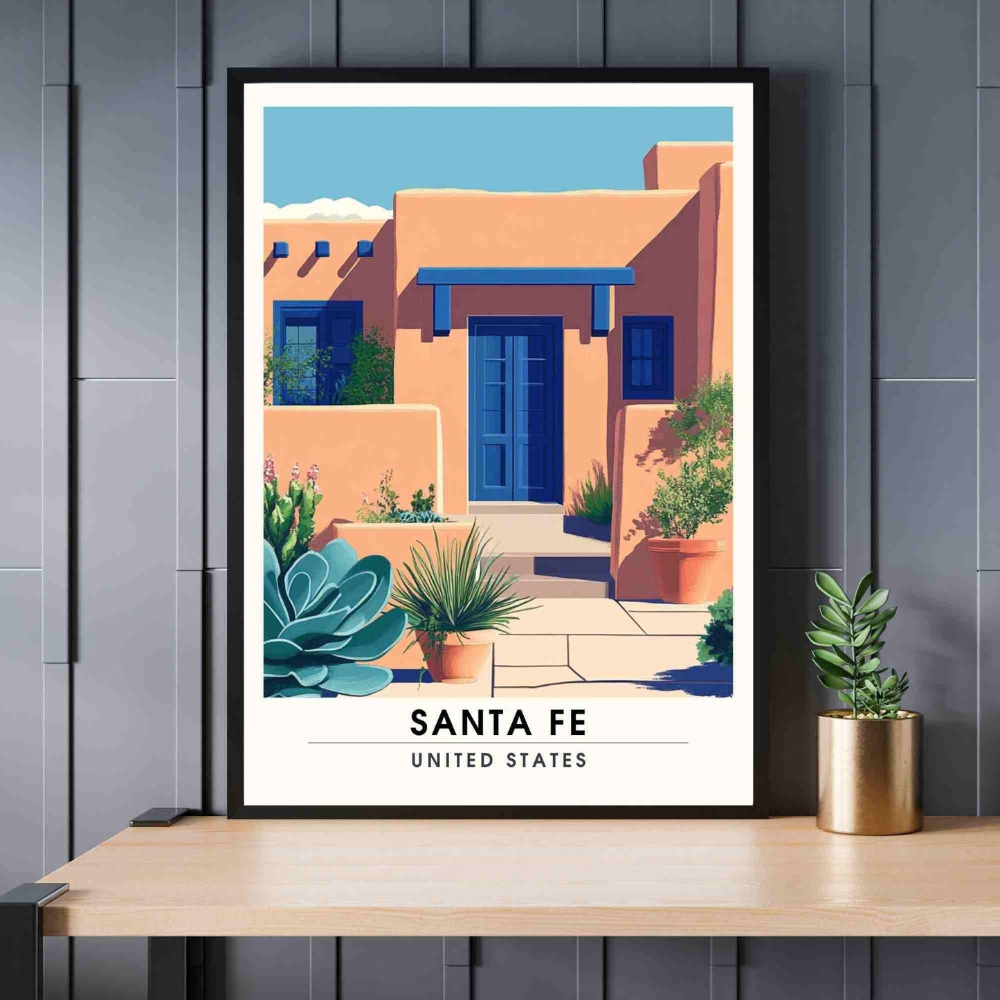 Santa Fe Poster | Santa Fe Print, USA - façades of Santa Fe