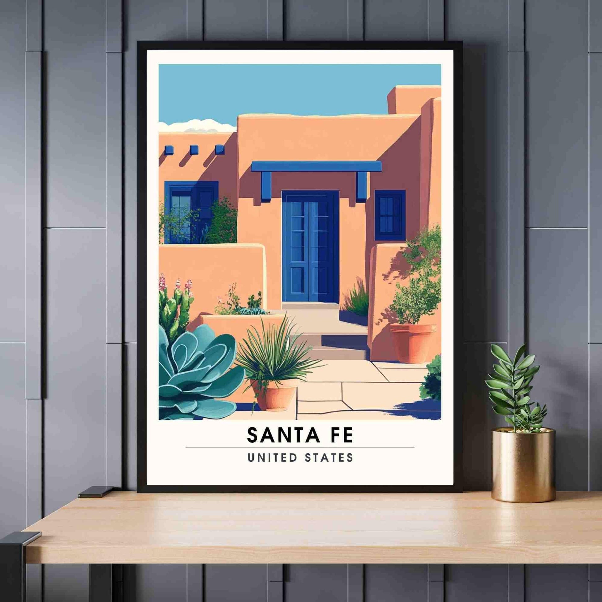 Santa Fe Poster | Santa Fe Print, USA - façades of Santa Fe