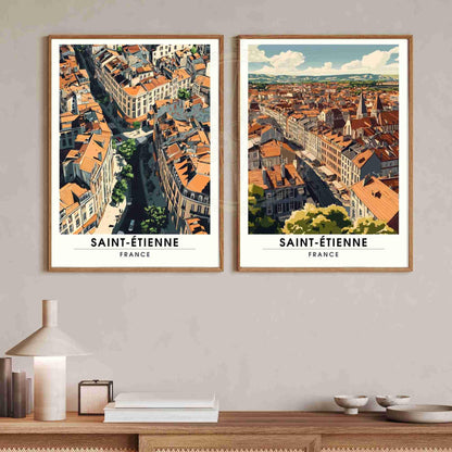 Affiche Saint-Étienne | Impression de voyage Saint-Étienne, France - Vue de ciel