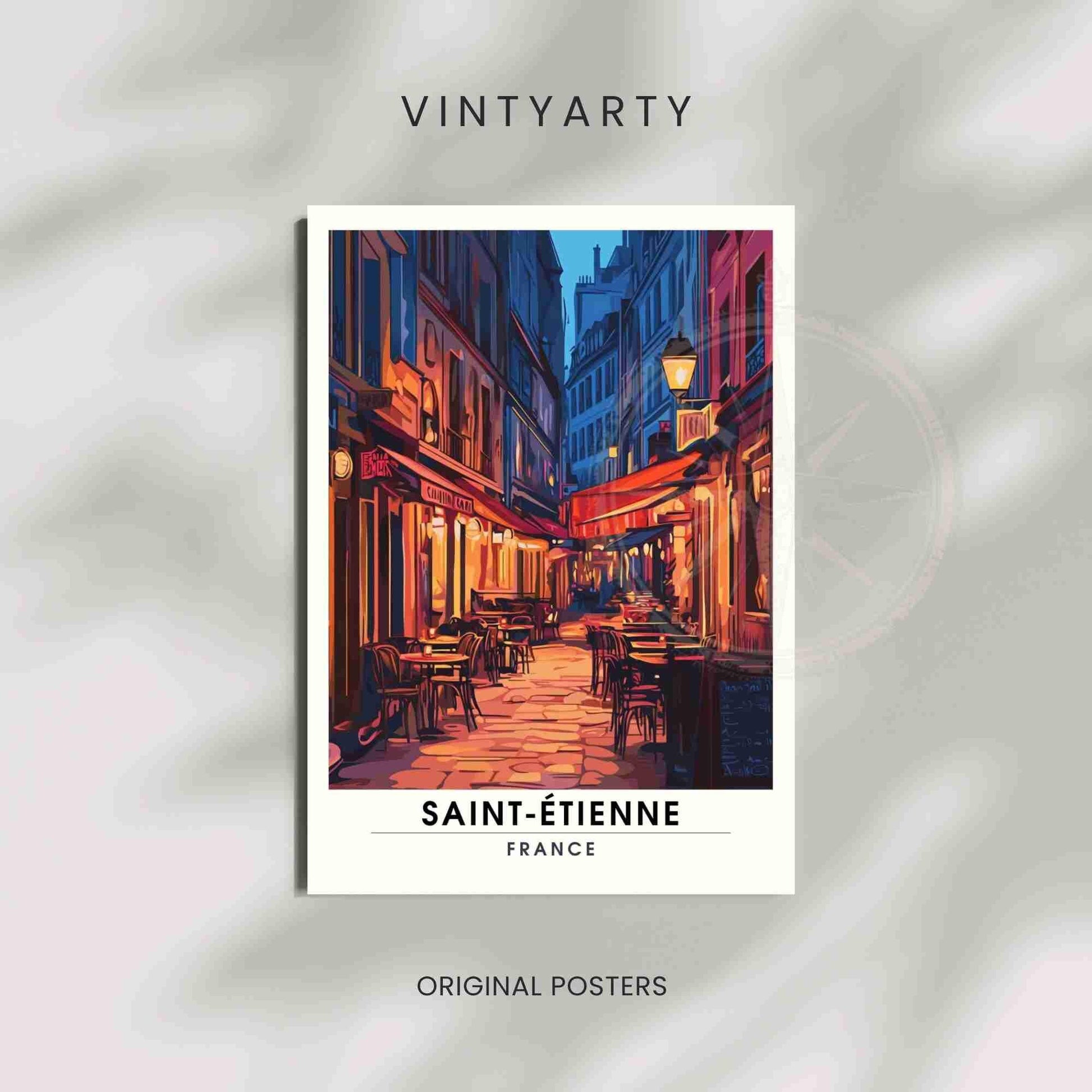 Affiche Saint-Étienne | Impression Saint-Étienne, France - Voyage nocturne