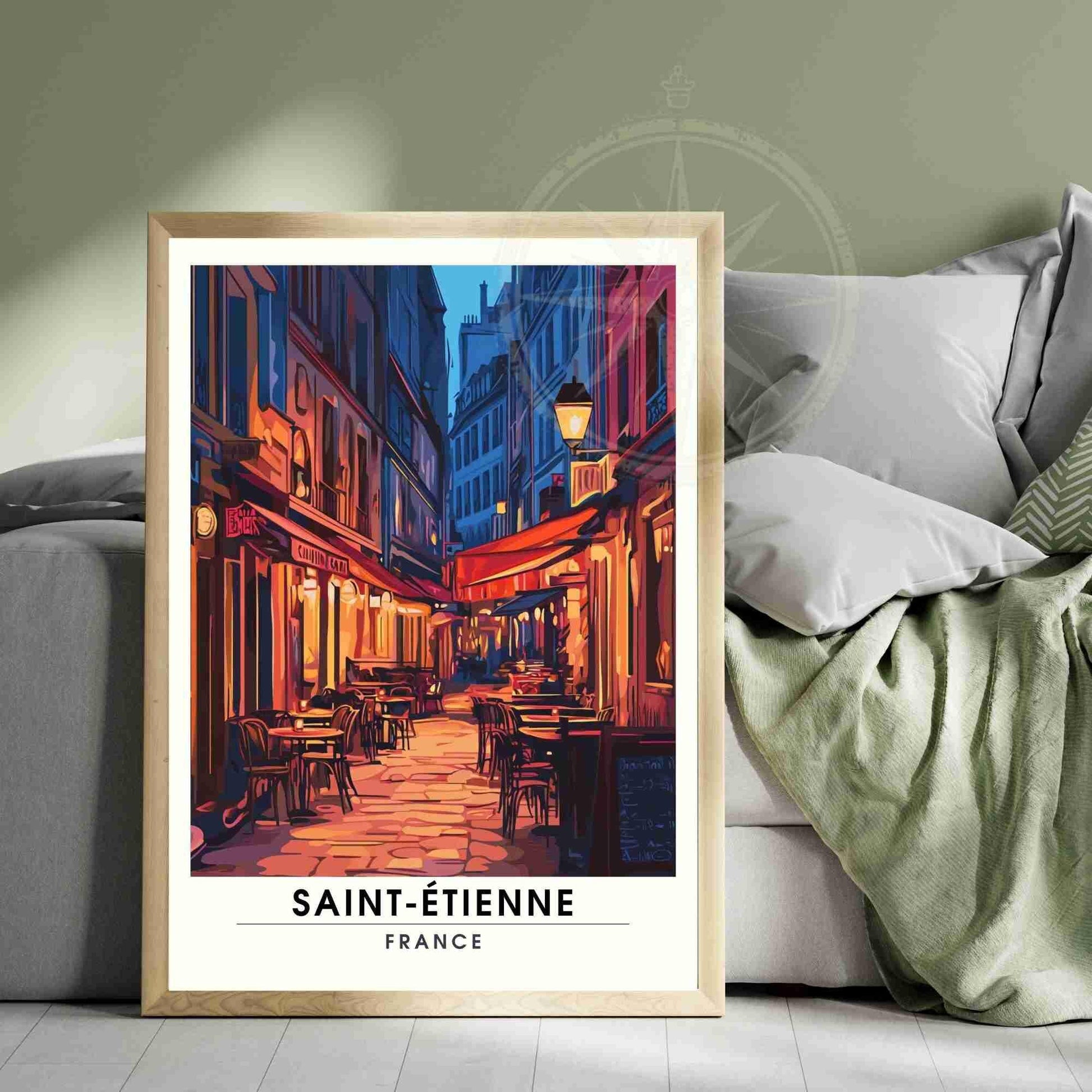 Affiche Saint-Étienne | Impression Saint-Étienne, France - Voyage nocturne