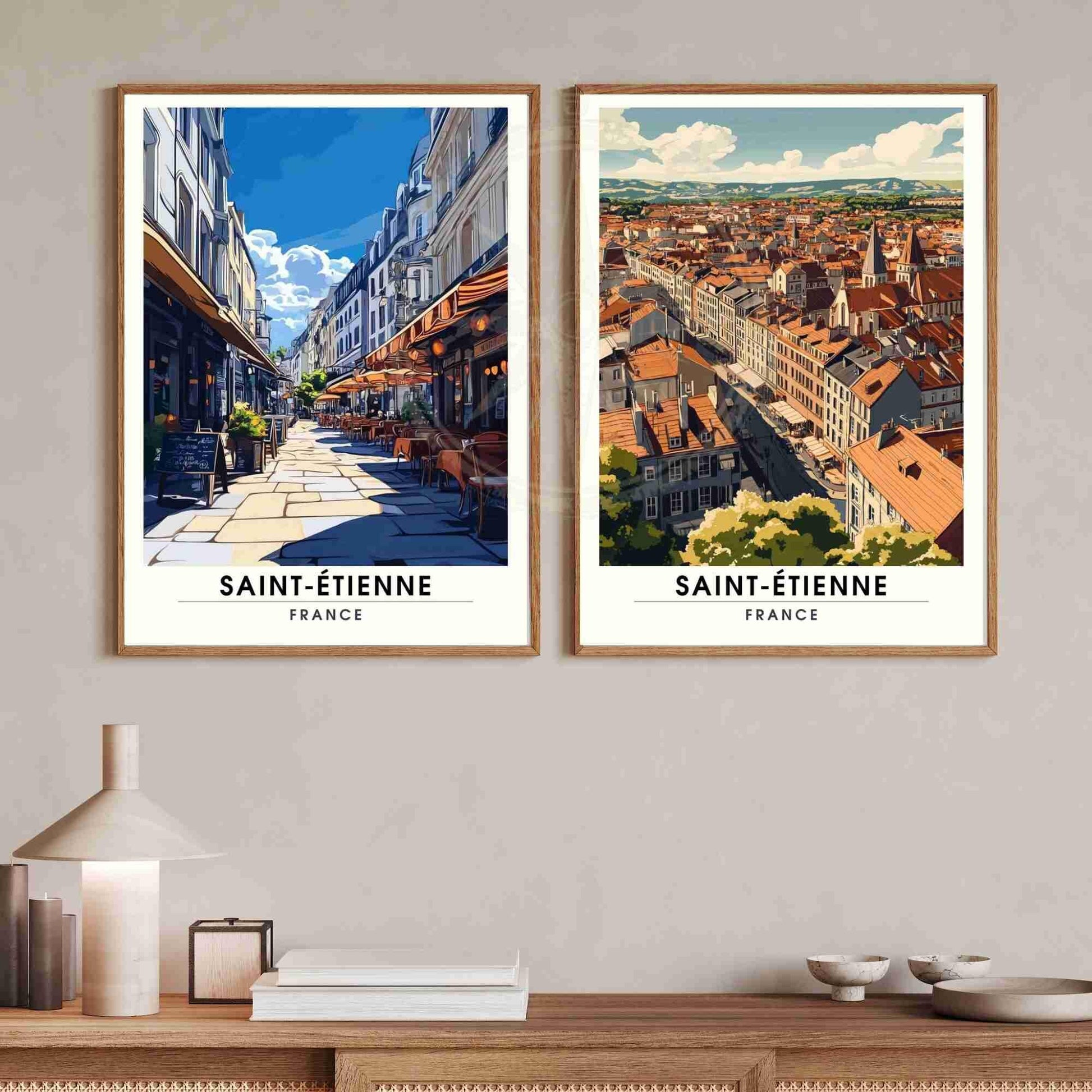 Affiche Saint-Étienne | Impression Saint-Étienne, France - Dans les rues de la ville